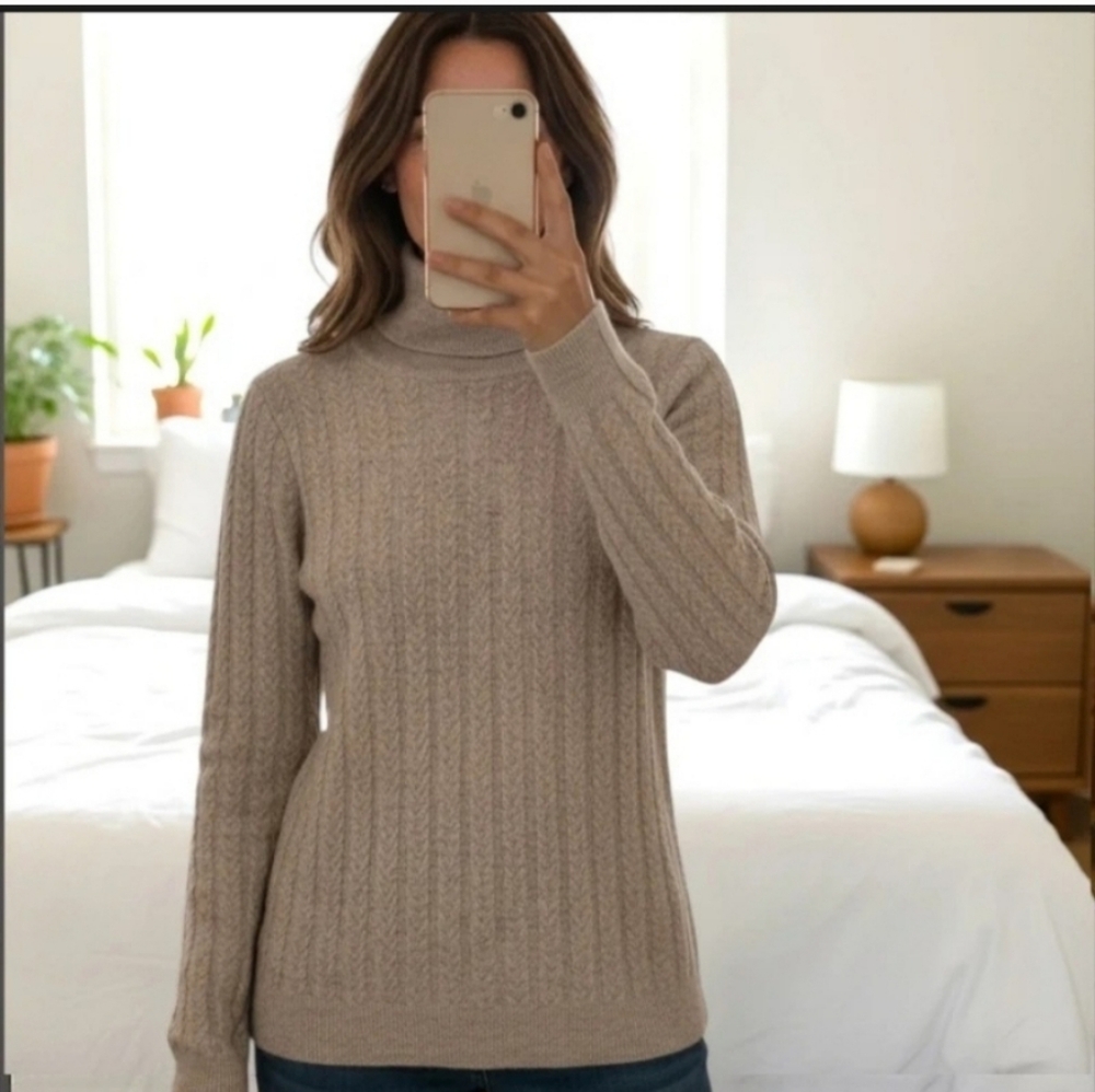 Mango Taupe Turtleneck Sweater